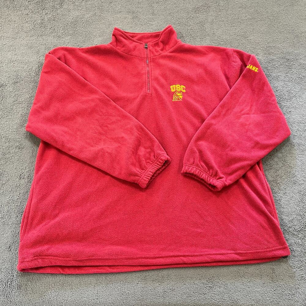 Pro Edge USC Trojans NCAA Red Quarter-Zip Fleece Pullover Men's Size 2XL